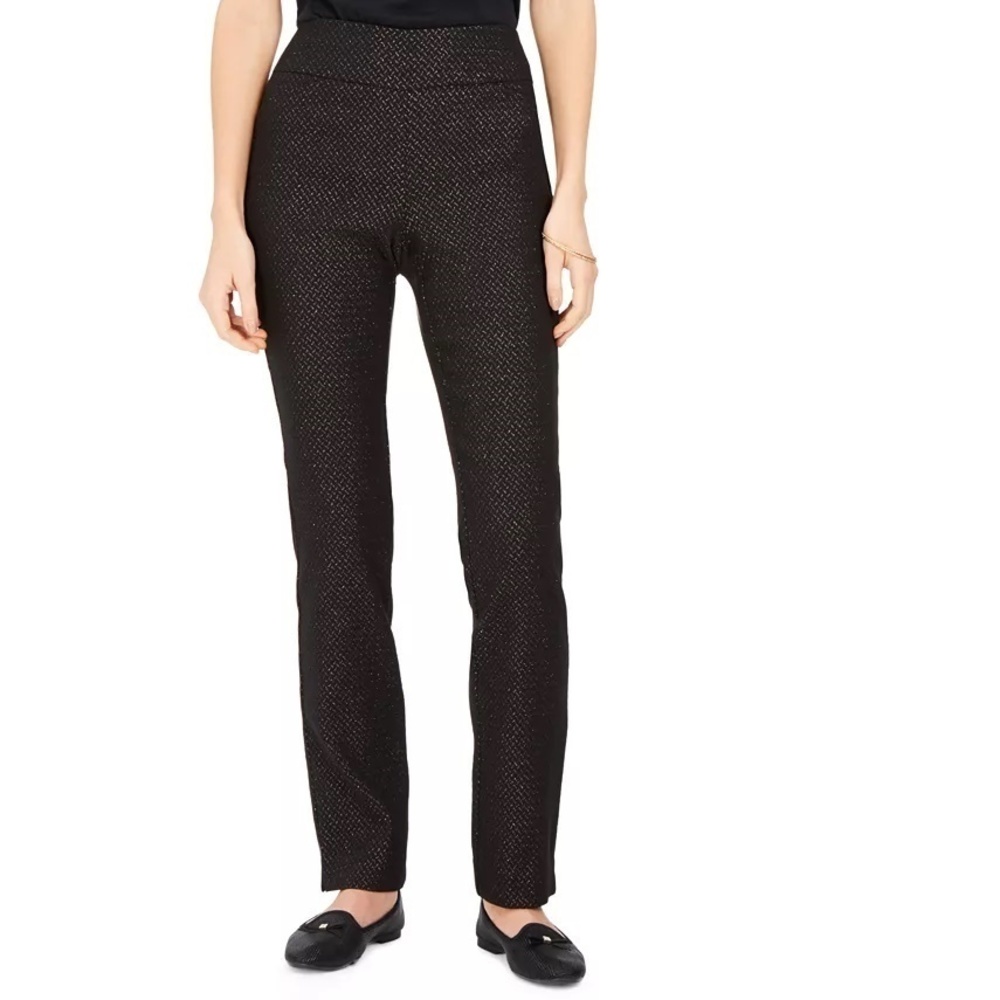 Charter Club Women's Cambridge Slim Jacquard Pants New Charcoal Size 8
